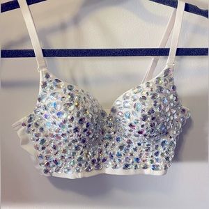 White bejeweled crop top/bustier